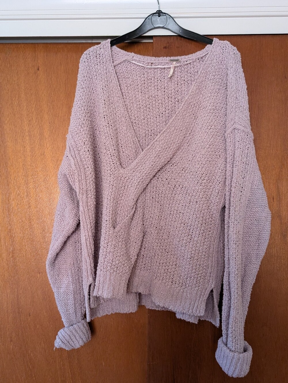 Free People V-Neck Knit Sweater - Dusty Mauve Boho